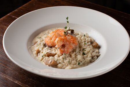 Ризотто с белыми грибами и креветками