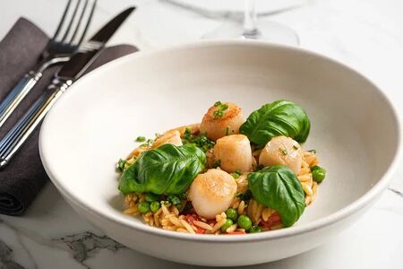 Орзо с гребешком