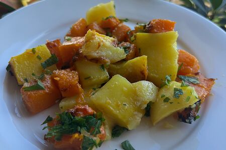 Картофель с тыквой жареный