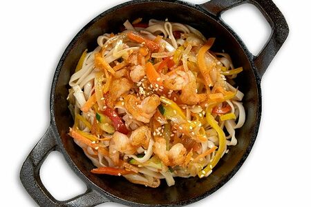 Лапша с креветками