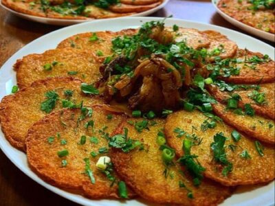 Драники с поджаркой из свинины