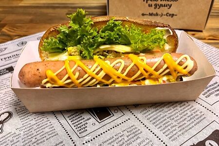 Хот-дог люля куриная в беконе