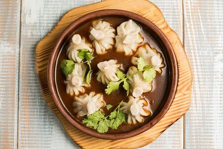 Патара-хинкали с перечным соусом