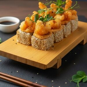 Запечённый Тидзу с крабом и хрустящей креветкой