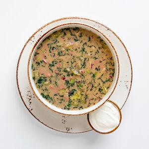 Окрошка с колбасой