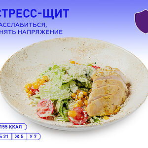 Салат с курицей и соусом Дзадзики
