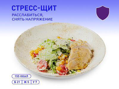 Салат с курицей и соусом Дзадзики
