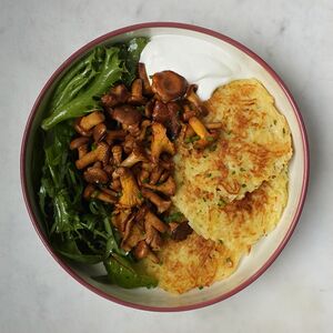 Картофельные драники с лисичками