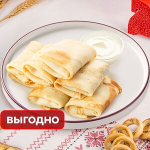 Большая порция блинчиков с мясом