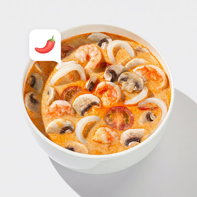 Том Ям с кальмаром и креветками
