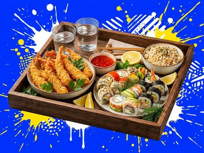 Комбо Креветки и роллы на двоих