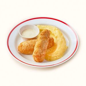 Рыбные палочки с картофельным пюре и соусом тартар