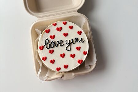 Бенто-торт белый День валентина 