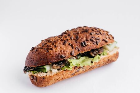 Цельнозерновые панини с грибами и хумусом