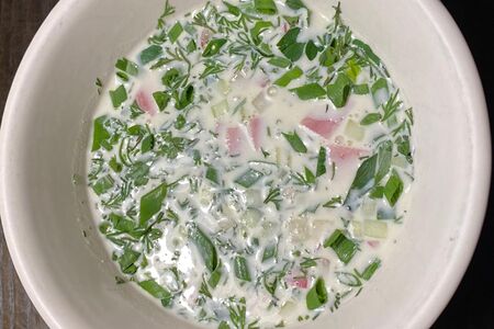 Окрошка на мацони с ветчиной