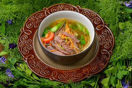 Суп с телятиной и кинзой