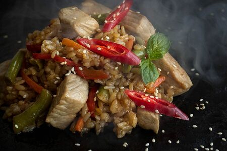 Рис со свининой терияки