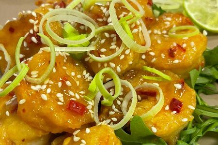 Тигровые креветки в манговом соусе