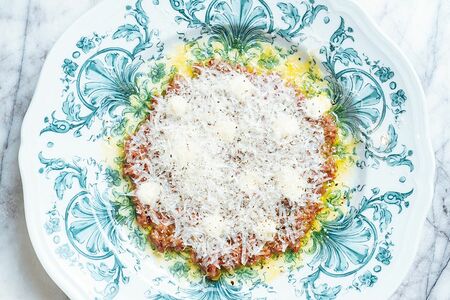 Тартар из ягненка с сыром скаморца