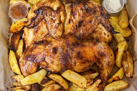 Курица гриль с чесночком и картофелем Айдахо