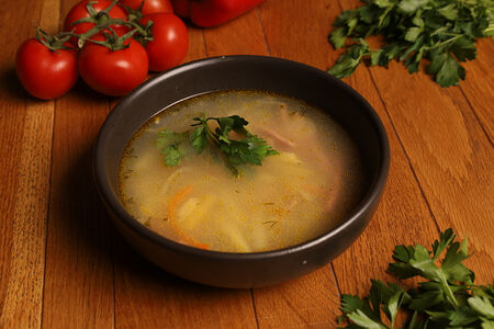 Суп сырный с копченостями