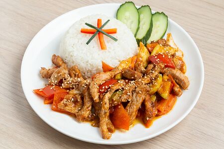 Рис с индейкой и овощами