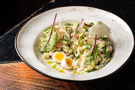 Оливье с копченой курицей