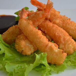 Креветки хрустящие, с чесночным соусом