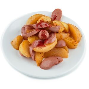 Запеченный картофель с сосисками
