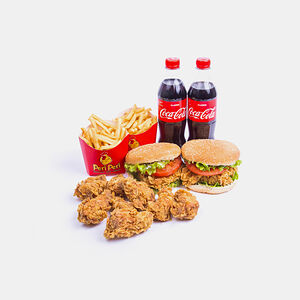 Зингер бургер, крылья, фри, напиток, кетчуп 