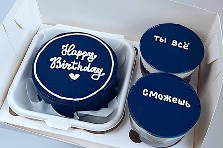 Комбо бенто + тортостаканы Happy Birthday красный бархат 