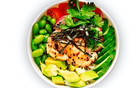 Поке с тигровыми креветками в соусе Сладкий чили