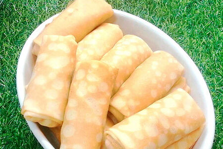 Блинчики с творогом и изюмом обжаренные ручная работа