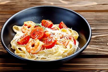 Паста с креветками в сливочном соусе