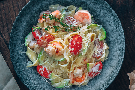 Феттуччине с креветками