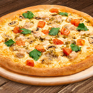 Пицца Том Ям с креветками 30 см на тонком тесте