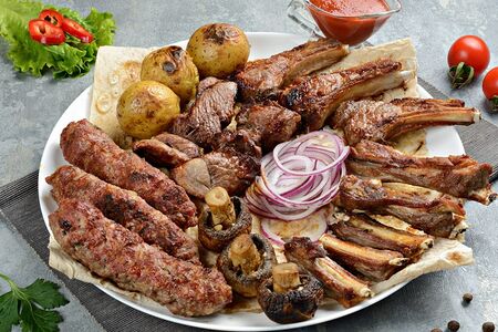 Сет Баранина, курица и овощи