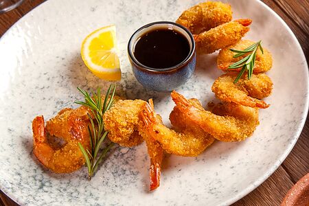 Креветки в панировке с соусом терияки