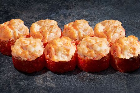 Запеченный острый ролл с крабом и гребешком 