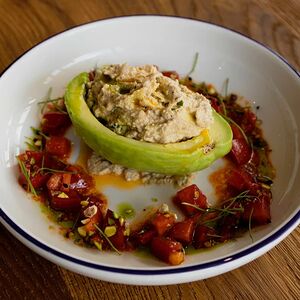 Пхали из авокадо и тартаром из томатов