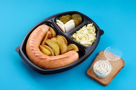 Колбаска Xl с жареным картофелем по-деревенски
