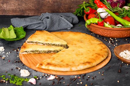 Пирог с листьями свеклы и осетинским сыром