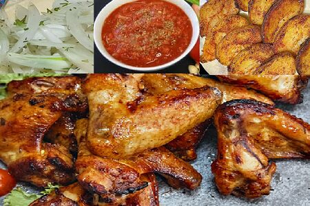 Крылышки курицы с картошкой на мангале