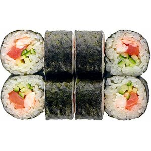 Туго-наки с лососем и креветкой