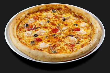 Пицца с креветками