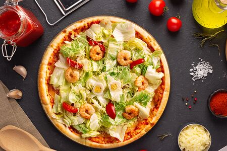 Пицца Цезарь с креветками