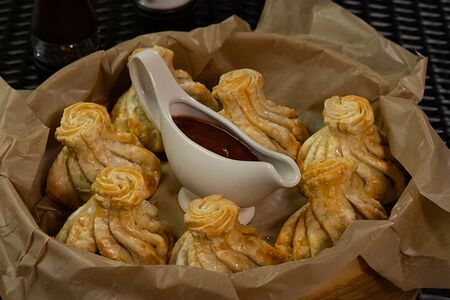 Жареные хинкали с говядиной