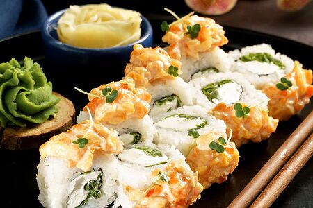 С лососем и персиком