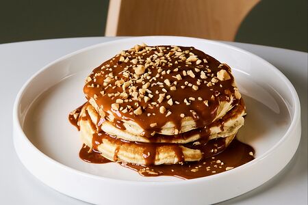 Панкейки с шоколадом и вишней