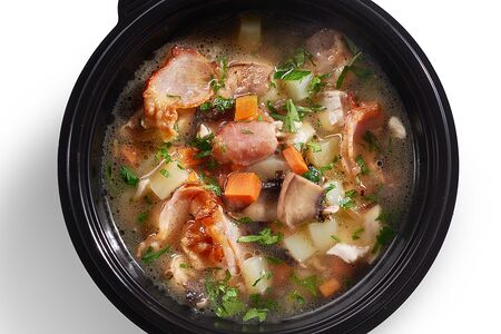 Суп грибной с копчёным беконом